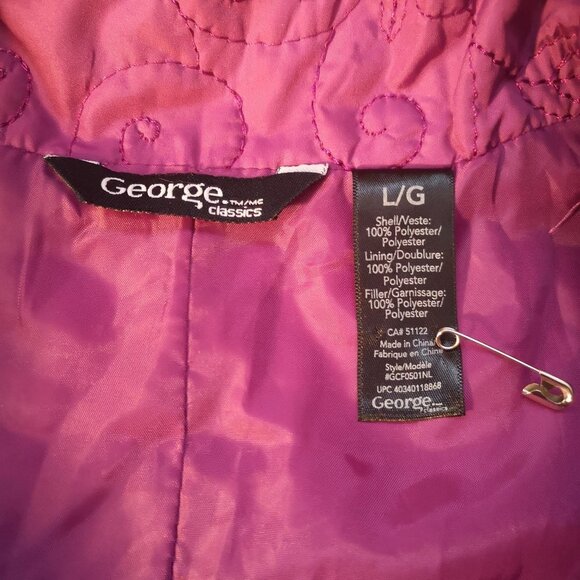 George Ladies Size Large Purple Lightweight Full Zip Lined Quilted Vest - Picture 3 of 8